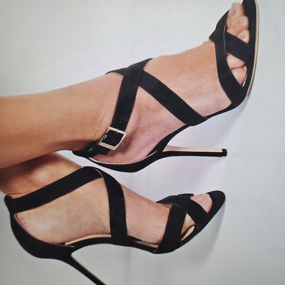 JIMMY CHOO: black suede Lottie heels